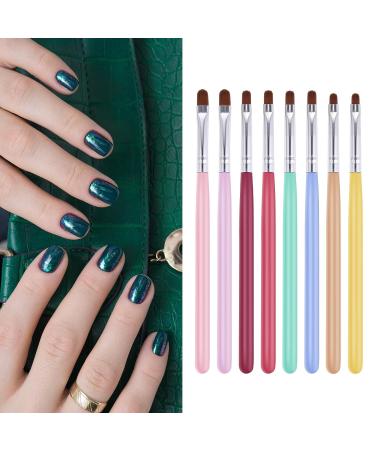 Lusofie 8Pcs Nail Clean Up Brush Set for Gel and Acrylic Nails - Oval Flat Brushes for Home and Salon Use - Buy Online on SooperMarket.com