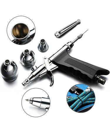 Double Action Airbrush Kit with Trigger Air Brush Spray Gun - 0.2mm, 0.3mm, 0.5mm Needles - Ideal for Tattoo, Makeup, Nail Art, Hobby - Includes 3 Sets Nozzles, Air Cap, Paint Cups, Air Hose - Buy Online on SooperMarket.com
