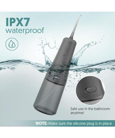 Cordless Portable Water Flosser with 4 Modes and 6 Tips - Professional Electric Teeth Cleaning Kit for Oral Care - 300mL Water Tank - Gray - Buy Online on SooperMarket.com