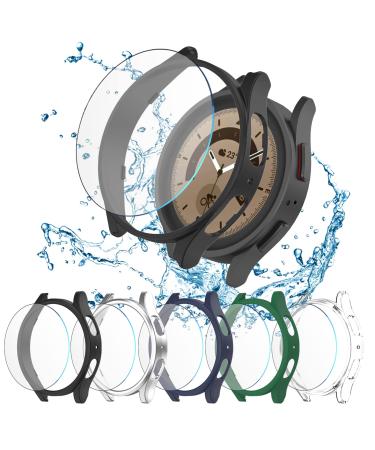 5+5 Pack Compatible for Samsung Galaxy Watch 5 Pro 45mm Screen Protector Case Matte PC Bumper Cover+5 Tempered Glass Screen Protector Films for Galaxy Watch 5 Pro Accessories Blue Black/Silver/Clear/Blue/Green 45 mm