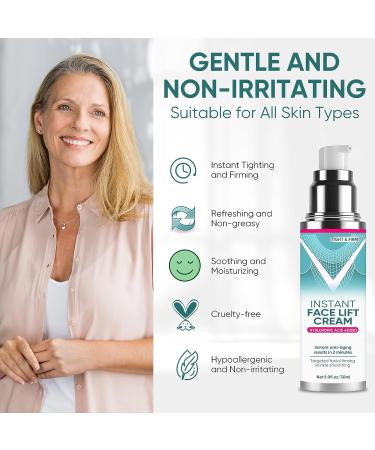 Instant Face Lift Cream with Hyaluronic Acid - Anti-aging Serum for Fine Lines, Wrinkles, and Sagging Skin - 2 Minute Results - Buy Online on SooperMarket.com
