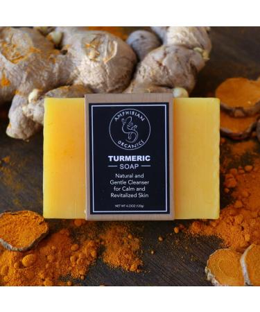 Amphibian Organics Turmeric Soap - All Natural Cleanser for All Skin Types - Gentle Face & Body Wash for Men, Women & Teens - 6 Ingredients - Buy Online on SooperMarket.com