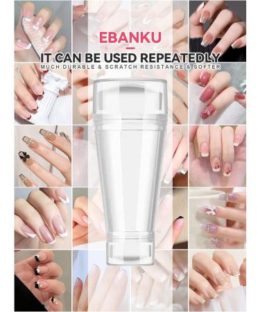 EBANKU Double Sided Nail Stamper Kit with Gel Polish - French Tip Nail Stamping Set for Home DIY Salon - Buy Online on SooperMarket.com