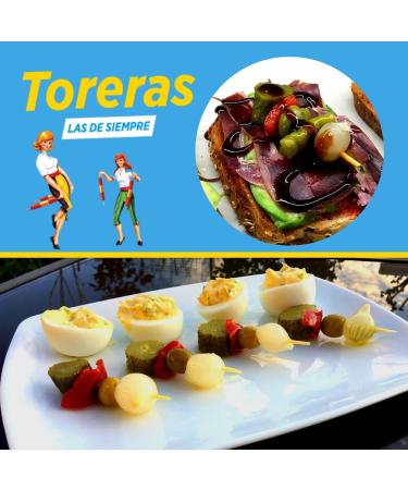 Toreras 2 Pack - Green Olives Paprika Cucumber & Onions in Vinegar | Canned Spanish Aperitif - Spice-Free Vegetables - Buy Online on SooperMarket.com