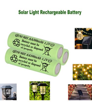 8 Packs Solar Lights AA Batteries - 300mAh 1.2V Ni-MH Rechargeable for Outdoor String & Pathway Lights - Buy Online on SooperMarket.com