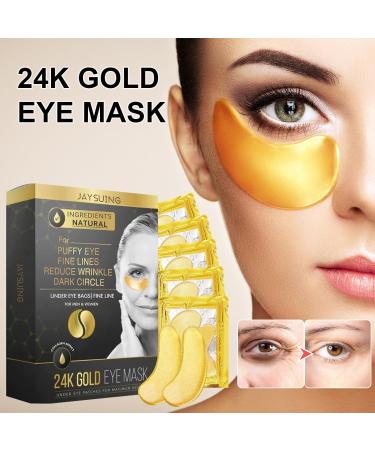Under Eye Masks - 5pairs 24K Under Eye Patches - Eye Masks Skincare for Puffy Eyes Dark Circles Bags Gold Eye Pads Anti-Aging Hyaluronic Acid Moisturiser Remove Eye Bags Hydrating - Buy Online on SooperMarket.com