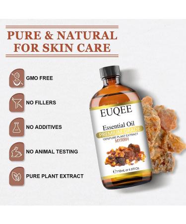 Premium Myrrh Essential Oil 118mL - Pure Natural Plant Extract for Diffuser, Soap, Candle Making - Glass Dropper Included - Buy Online on SooperMarket.com