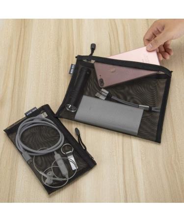 6-Piece Cosmetic Pocket Set - A5 & A6 Black Zip Bags for Travel | Stylish Pencil Case & Hanging Organizer - Buy Online on SooperMarket.com