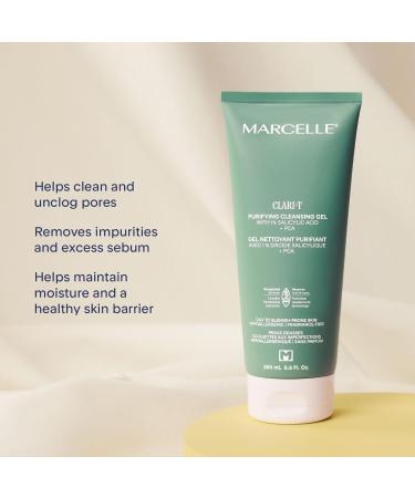 Marcelle Clari-T Purifying Cleansing Gel with 1% Salicylic Acid + PCA Facial Cleanser Clarifying & Exfoliating Vegan Cruelty-Free Hypoallergenic Fragrance-Free Non-Comedogenic 200 mL - Buy Online on SooperMarket.com