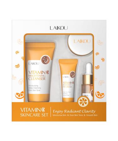 Skincare Set Vitamin C Serum for Face Skin Care Sets & kits - Cleanser Serum Eye Cream & Face Cream Pamper Gift Sets for Women Teenage Girls Facial Kit for 4pcs