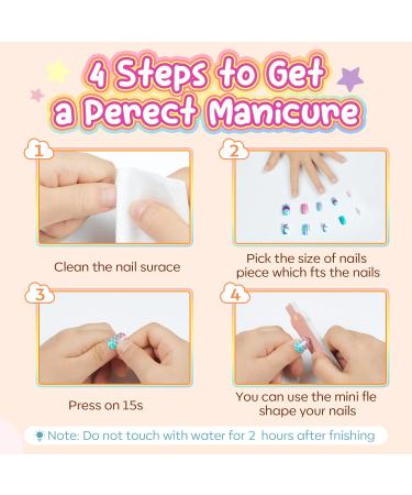 Modelones 144Pcs Press on Nails for Kids | Glitter Gradient Acrylic Fake Nails | Perfect Gift for Girls A2-Butterfly Unicorn - Buy Online on SooperMarket.com