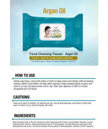 Epielle Argan Oil Cleansing Facial Tissues Makeup Remover Wipes - Gentle & Nicely Scented Towelettes (240 Sheets, 4 Pack) - Buy Online on SooperMarket.com