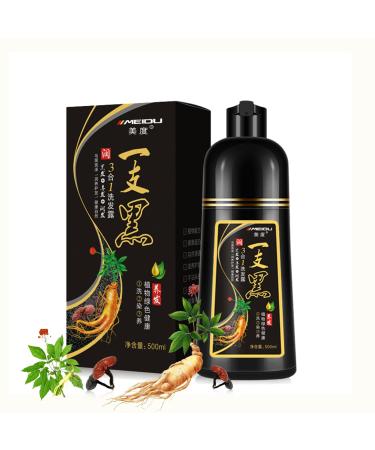 500ML MEIDU Hair Dye Shampoo 3 in 1 Instant  Black Hair Coloring Shampoo Herbal Ingredients Fast Hair Dye Black Hair Color Dye Shampoo Hair Colouring Shampoo Hair Dye For Women Men 100% Grey Coverage