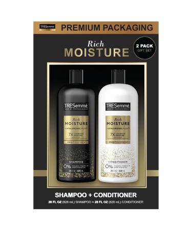 TRESemm Shampoo & Conditioner Sulfate-Free Family Size - Moisture Rich Hair Treatment for Dry Damaged Hair Hydrating Hyaluronic Acid Vitamin C and Biotin for Hair Repair 28 Oz (2 Piece Set)