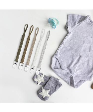 Pacifier Clip Set - Handmade Braided Binky Holder Leash for Boys and Girls - Fits All Pacifiers - Modern Unisex Baby Gift - 5 Pack - Buy Online on SooperMarket.com
