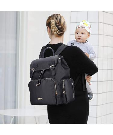 Hafmall Diaper Bag Backpack with Stroller Hooks - Stylish, Multifunctional Travel Baby Bag for Boys and Girls - Black Maternity Nappy Bag for Mom and Dad - Buy Online on SooperMarket.com