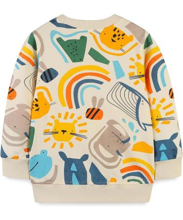 Kids Dinosaur Sweatshirt | Cotton Long Sleeve Jumper | Toddler Boys Girls Pullover | Baby Clothes 1-8 Years | 3-4 Years Rainbow - Buy Online on SooperMarket.com
