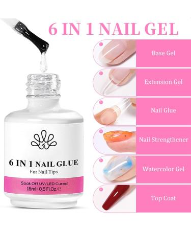 Builder Base Strengthening Gel 6 In 1 Clear UV Gel Nail Polish Coat For Nail Repair Extension & Modeling Sticking Rhinestone Nail Art Glue 15ml Quick Extension Building - Buy Online on SooperMarket.com