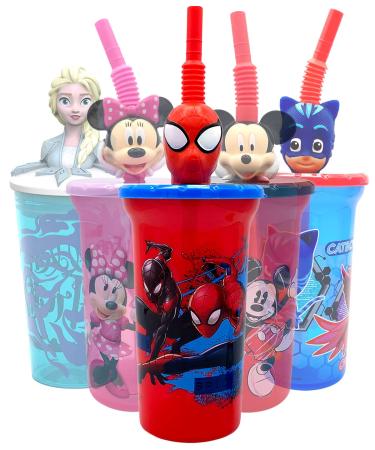 Marvel Super Hero Spiderman Water Tumbler with 3D Character Head Straw Drinkware - Safe BPA free Bottles  Easy to Clean  Perfect Gifts for Kids Boys Girls Toddlers for Home Travel Goodies