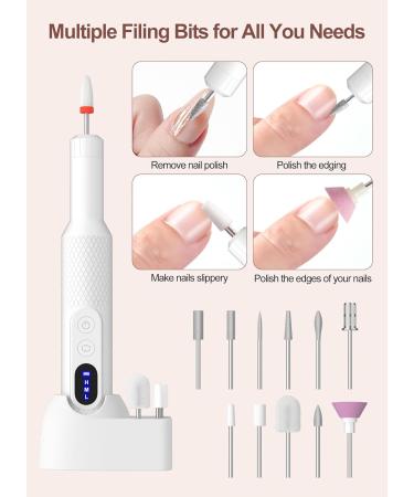 Portable Electric Nail File 12 Drill Bits Rechargeable Base - Adjustable Speed Manicure & Pedicure Set for Acrylic & Gel Nails - Buy Online on SooperMarket.com