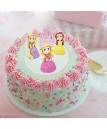 4x Princess Cake Toppers Set - Princess Castle Girls Birthday Party Wedding Baby Shower Christening Cupcake Decoration - Comes with an Edible Glue - Buy Online on SooperMarket.com