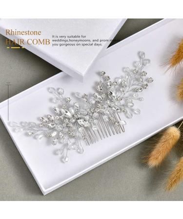 Catery Rhinestone Bridal Hair Comb - Silver Wedding Hair Piece for Women and Girls - Buy Online on SooperMarket.com