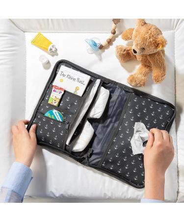 Luxdag Nylon Wrap Diaper Bag with Zipper - Dark Gray Anchor - Stylish & Functional Compartment Organizer for On-the-Go Parents - Buy Online on SooperMarket.com