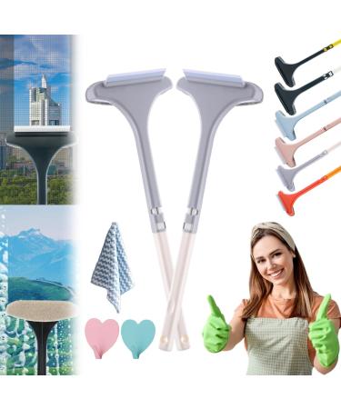 Realisticm 2 in 1 Mesh Cleaner Brush 2 in 1 Multifunctional Screen Brush Window Screen Cleaner Brush with Scraper Double Sided Wet and Dry Dual Use Extendable Removable Cleaner Brush (2pcs-D)
