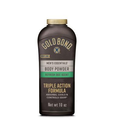 Gold Bond Men's Essentials Talc-Free Body Powder, 10 oz, Refresh 360 Scent, Wetness Protection Refresh 360 Talc-Free