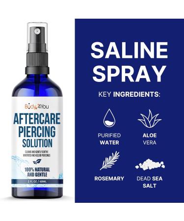 BodyJ4You Piercing Aftercare Spray | Keloid Bump Removal & Cleaner for Earring Holes | Natural Saline Wound Wash | Pierced Ears & Nose Cleaning Kit - Buy Online on SooperMarket.com