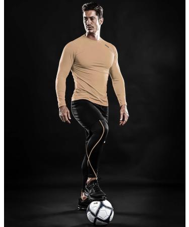 DRSKIN 4 3 or 1 Pack Men's Compression Shirts Top Long Sleeve Sports Baselayer Workout Running Athletic Gym X-Large Round Beige - Buy Online on SooperMarket.com