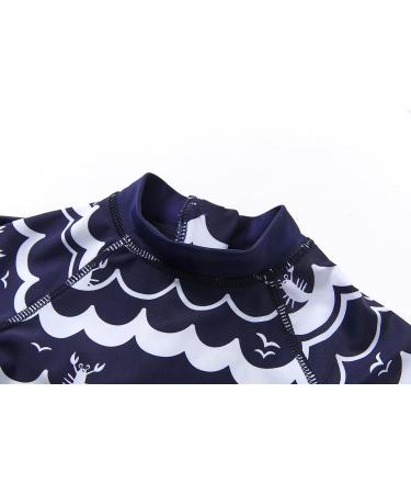 BONVERANO Baby Boys Swimsuit | Toddler Bathing Suit UPF 50+ Sun Protection | Short Sleeve One Piece Swimwear | 6-9 Months Navy Wave - Buy Online on SooperMarket.com