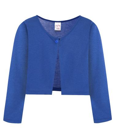 BONNY BILLY Girls Cardigan Long Sleeve Knitted Cotton Bolero Shrug Kids Clothing 4-5 Years Navy Blue