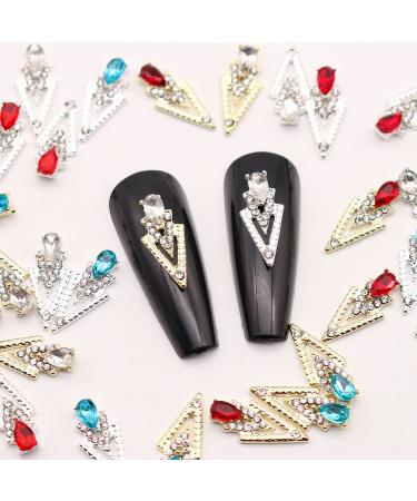 30pcs Mix Gold and Silver Nail Charms - Triangle and Drop Shape 3D Nail Jewelry for Acrylic Nails Art - DIY Crafts Accessory for Women and Girls - Buy Online on SooperMarket.com