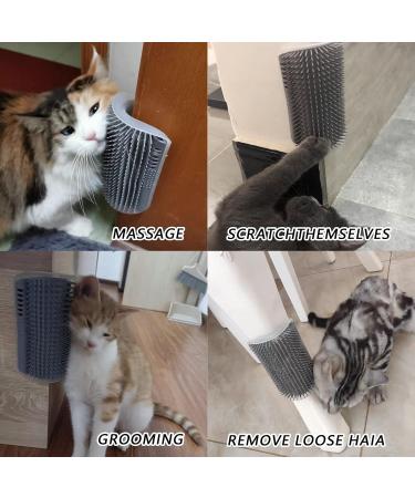 Cat Self Groomer Brushes with Catnip Wall Corner Groomers Soft Grooming Brush Scratcher and Brush for Short Long Fur Cats Softer Massage Toy for Kitten Puppy (2 Pack Grey) - Buy Online on SooperMarket.com