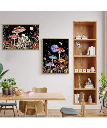 Mushroom Flower Butterfly Skeleton Moon Diamond Painting Kit - 6 Pack DIY 5D Full Drill Diamond Art Set for Adults | Gem Craft and Home Decor - 12x16inch - Buy Online on SooperMarket.com
