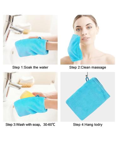HOGARY 10 PCS Microfiber Body Wash Mitts - Soft Flannel Face Mitten & Bath Spa Cloth - Reusable Makeup Remover Gloves - European Style Wash Cloth (6.8 inch) - 5 Colors - Buy Online on SooperMarket.com