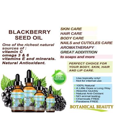 100% Pure Blackberry Seed Oil - Virgin Unrefined Cold Pressed Carrier Oil for Face Skin Hair | 0.5 Fl. oz - Buy Online on SooperMarket.com