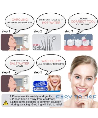 Dental Hygiene Oral Care Kit - Professional Teeth Cleaning Tools | Stainless Steel Dental Tools for Plaque and Tartar Removal | Includes Plaque Remover, Tartar Scraper, Tooth Scaler, Dental Pick - Sea Blue - Buy Online on SooperMarket.com