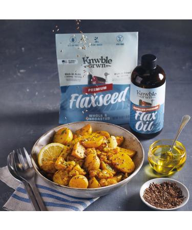 KNWBLE GRWN Pure Flaxseed Oil - Fresh & Expeller Pressed - 16 fl oz | Plant-Based, Gluten-Free Cooking Oil - Buy Online on SooperMarket.com