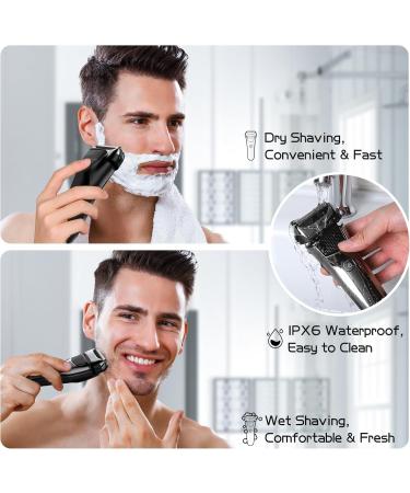 Buy Electric Shaver for Men - Rechargeable Foil Razor with Beard Trimmer LED Display Travel Lock & USB-C Charging - Perfect for Wet/Dry Shaving - Buy Online on SooperMarket.com
