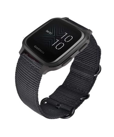 ViCRiOR Bands Compatible with Garmin Venu SQ Music, Premium Soft Nylon Quick Release Replacement Strap Watch Band for Garmin Venu sq/sq Music, Black