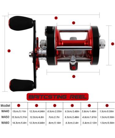 Sougayilang Fishing Reels Round Baitcasting Reel - Conventional Reel - Reinforced Metal Body and Supreme Star Drag Right Hand-Red-Black Warrior6000 - Buy Online on SooperMarket.com