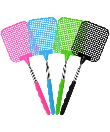 Soodyoow fly clapes 4 pieces of colorful fly swatter flying flaps stable for flies mosquitoes and insects black green pink blue