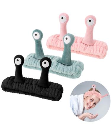 Heyu-Lotus 3 PCS Face Wash Headband Spa Headband Palm and Snail Makeup Headbands Women Elastic Headband Cute Coral Fleece Hair Accessories for Washing Face Shower Sports Beauty Skincare