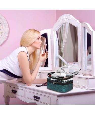 Double-Layered Cosmetic Bag | Waterproof Travel Makeup Organizer for Men & Women | Large Transparent Green Case - Buy Online on SooperMarket.com