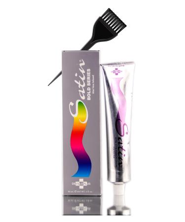 SATIN Hair Color BOLD SERIES Developlus Ultra Vivid Fashion Colors (with Sleek Applicator Brush) ALOE VERA BASE Low Ammonia Cream Haircolor Dye (6 Magenta Dark Magenta - 3oz)