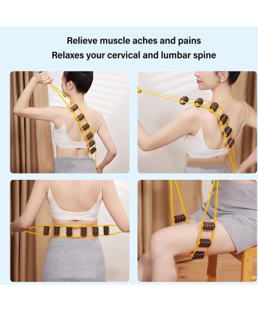 Wooden Back Massage Device - Meridian Therapy Band for Lymphatic Drainage & Muscle Regeneration | Neck Leg & Back Relief - Buy Online on SooperMarket.com