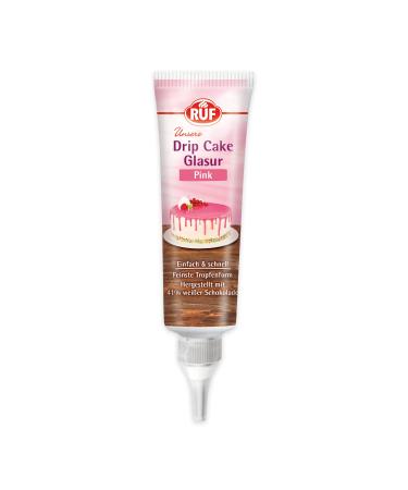Call drip cake glaze pink white chocolate glaze in the tube for glazing drop cakes naked cakes cupcakes & tarts gluten-free 1 x 125g 125 g (1 Pack) pink
