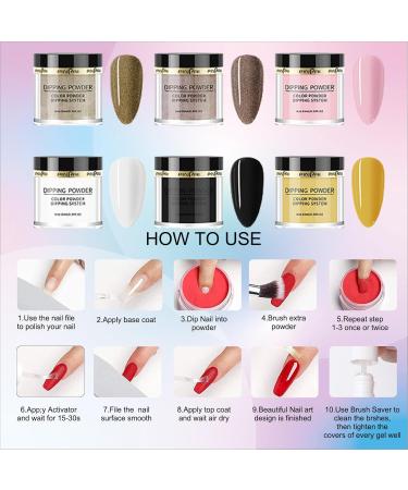 Roseflower Dipping Powder Nails Kit - 6 Colors Nude Dip Powder with Base & Top Coat - DIY Home Manicure - Fast International Shipping - Buy Online on SooperMarket.com